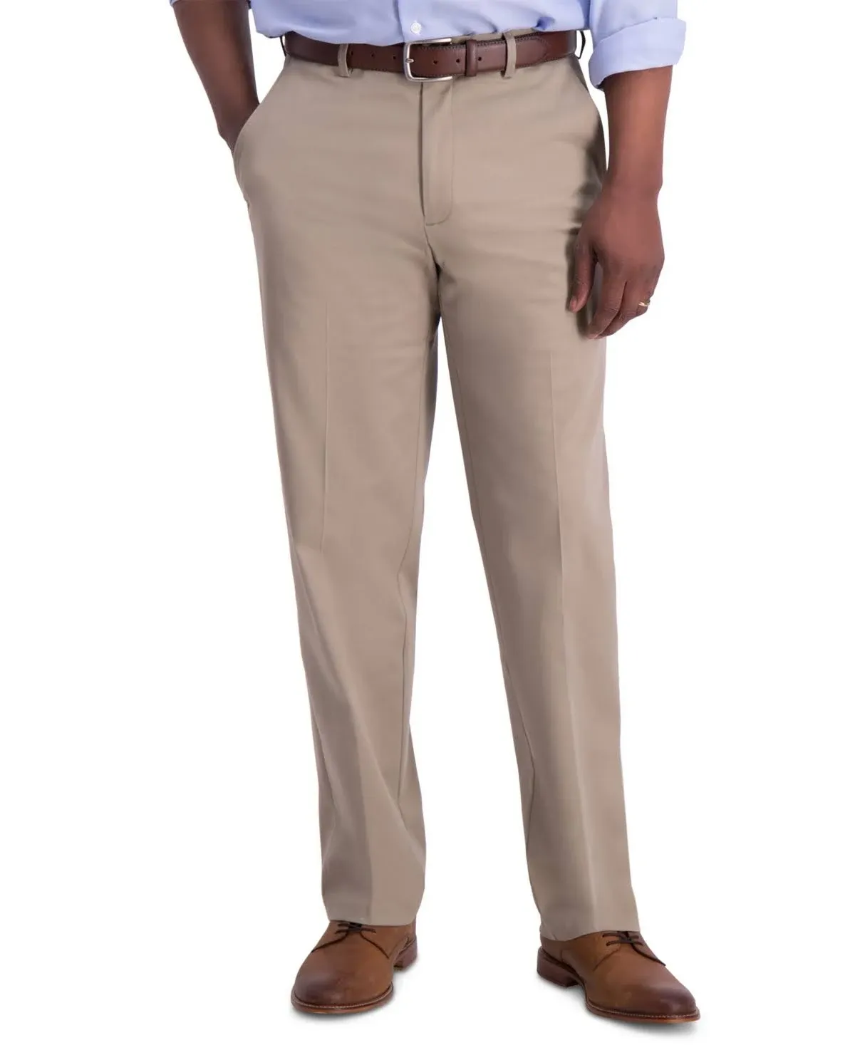 Haggar Men's Iron Free Premium Khaki Classic Fit Flat Front Expandable Waist Casual Pant (Regular and Big & Tall Sizes)