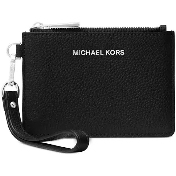 Michael Kors Leather Jet Set Small Coin Purse - Black/Silver