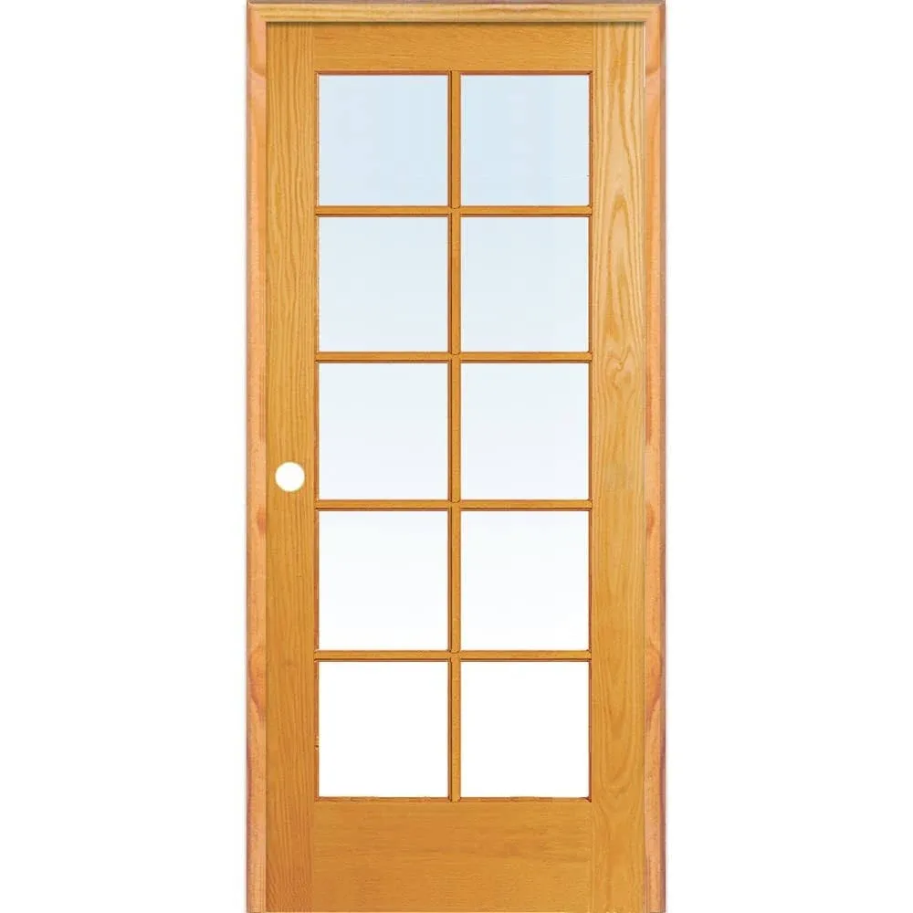 National Door Company Z019948L Primed MDF 10 Lite Clear Glass, Left Hand Prehung Interior Door, 24" x 80"