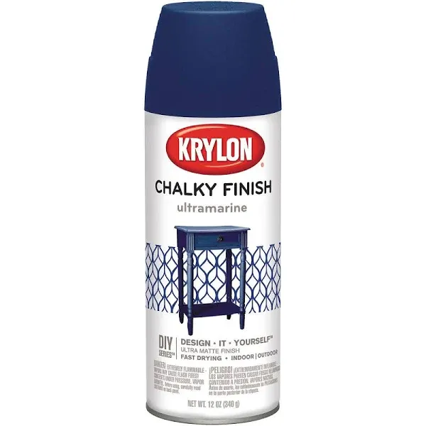 Krylon K04109000 Chalky Finish Spray Paint, Ultramarine, 12 Ounce