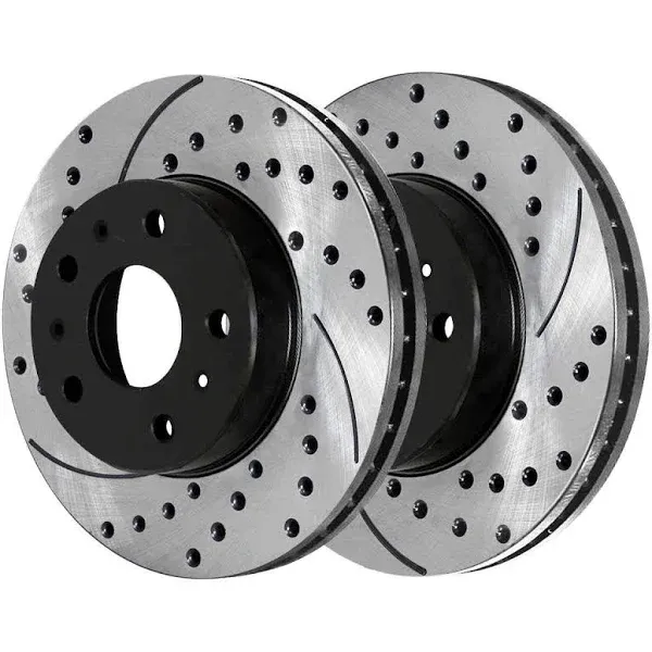 Front Drilled Brake Rotors Black Pair 2 for Chevy Impala Limited Buick Lucerne