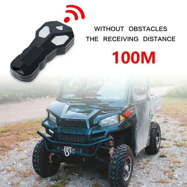 12V 4500LBS Steel Rope Electric Winch for Towing ATV/UTV Off Road with Wireless Remote Control Mounting Bracket IP67 Waterproof Electric Winch with 4-Way Roller Fairlead