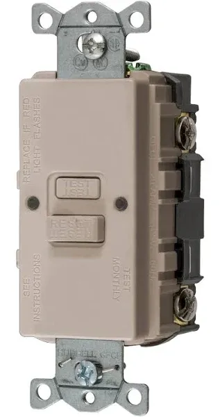 Bryant 20A Commercial Self-Test Faceless Ground Fault Receptacle Light Almond (GFBFST20LA)