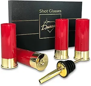 12 Gauge Bullet Shot Glass Gift Set, Bullet Glass with Pourer, Shotgun Shell Shot Glasses Set, Plastic Bullet Shot Glasses, Shot Gun Shell Shape Best Father's Day Gifts For Men, Dad gift, Fathers Day