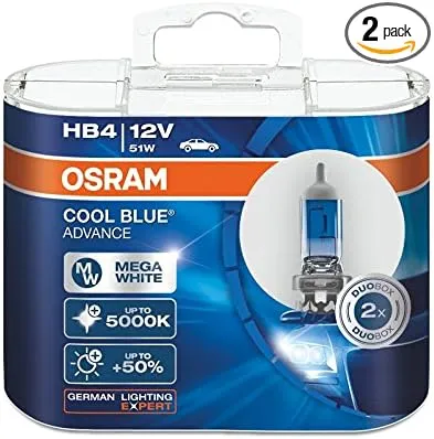 OSRAM 9006 HB4 12V 51W 5000K 9006CBA Cool Blue Advance Car Bulbs Halogen Head Lamps 2X