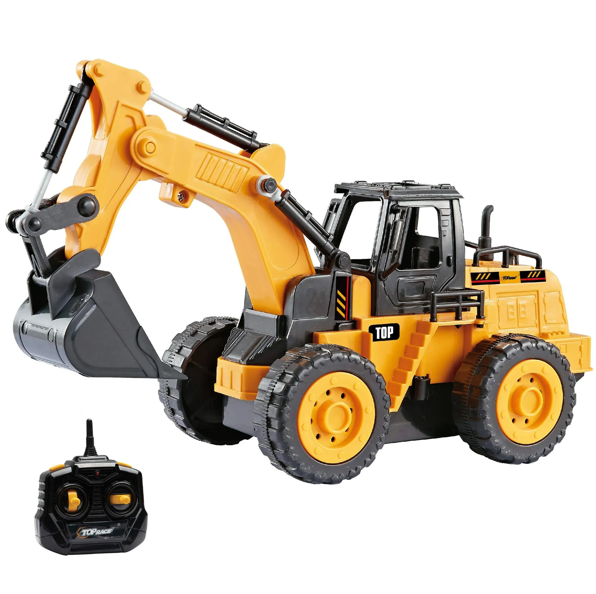 Top Race 5 Channel Fully Functional Rc Excavator Remote Control Construction Vehicles Kids Size Designed for Small Hands - Rc Construction Vehicles (Excavator)