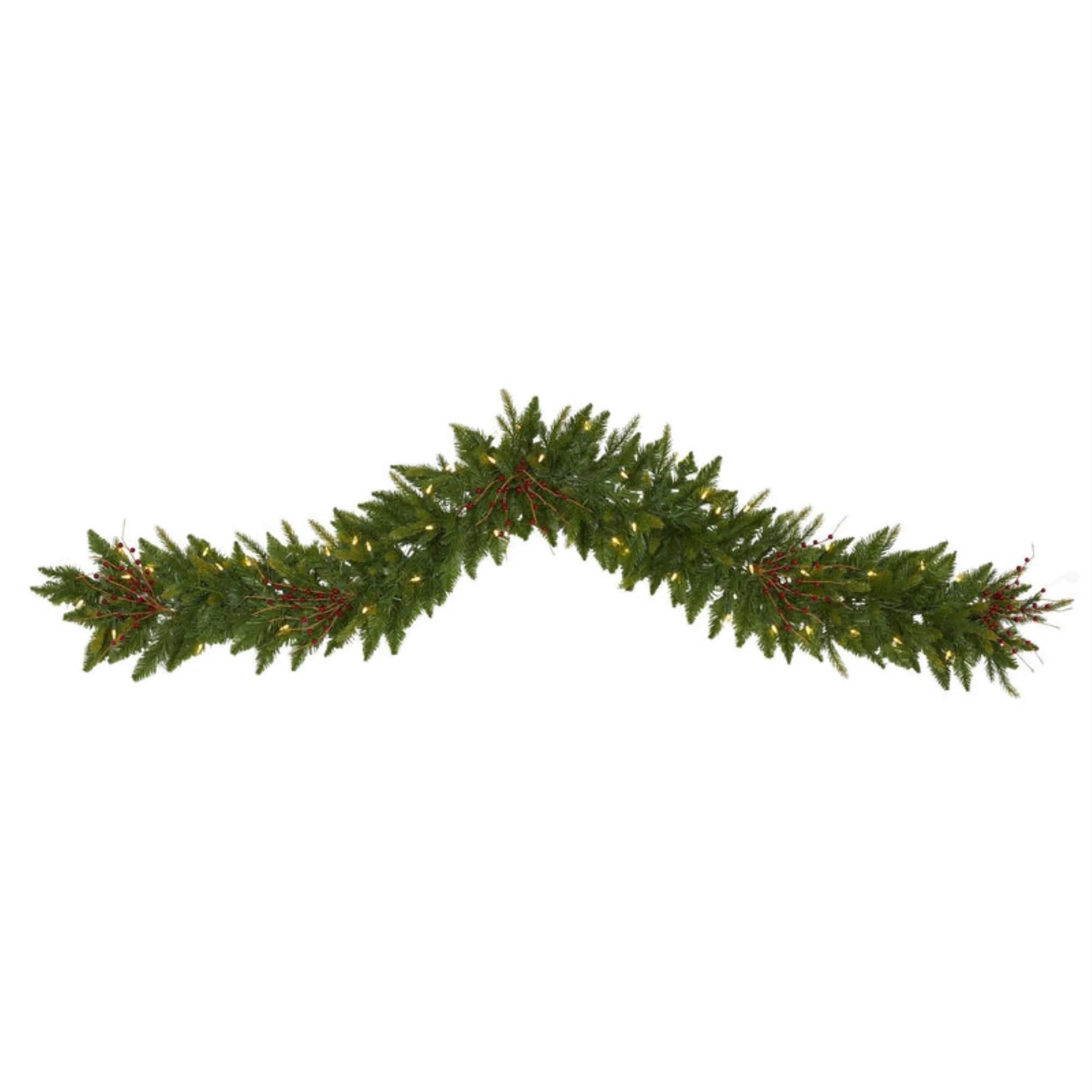 Nearly Natural 6' Christmas Pine Artificial Garland with 50 Warm White LED Lights ...