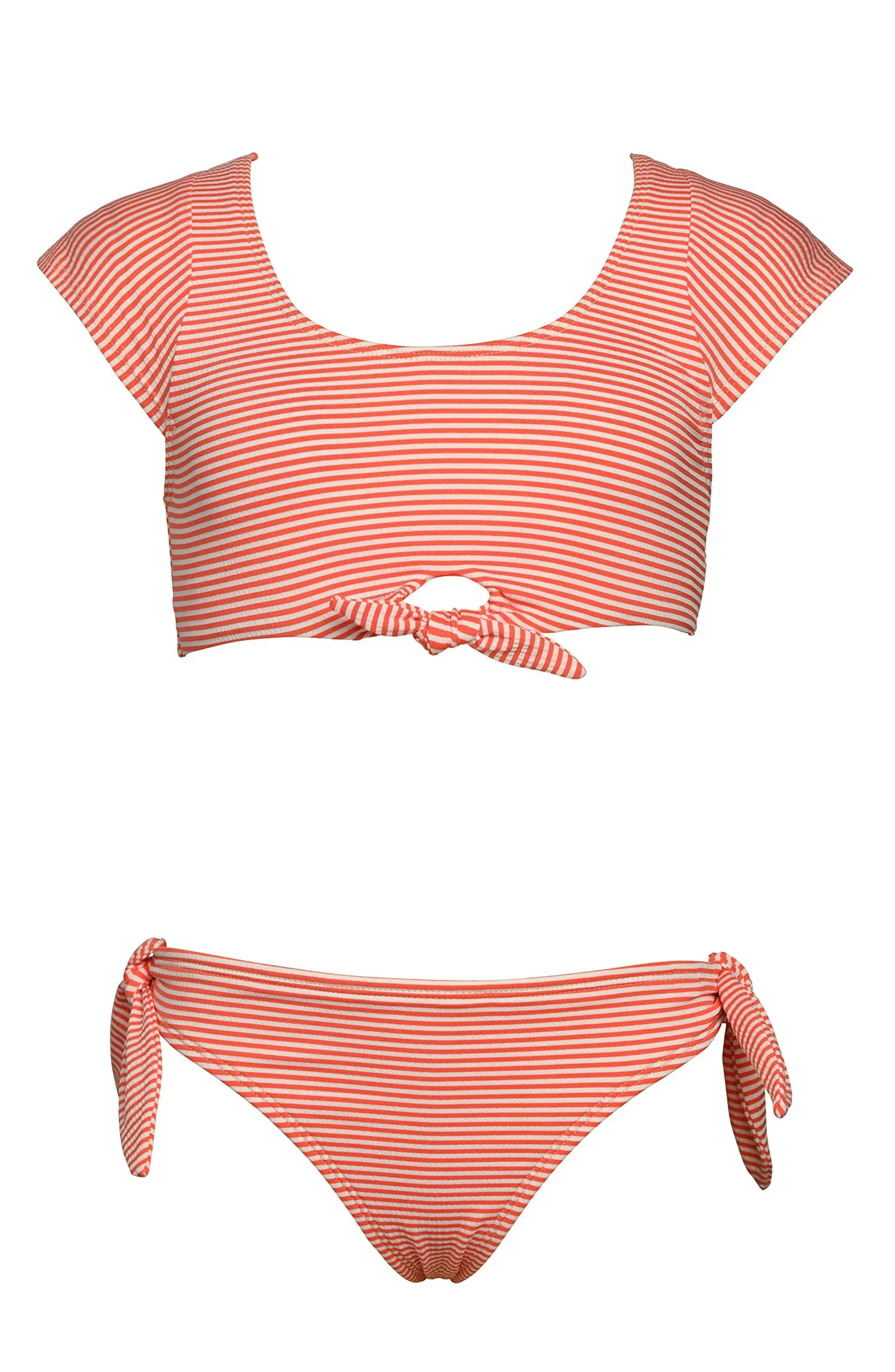 "Kids' Sailor Cap Sleeve Two-piece Swimsuit In Poppy"