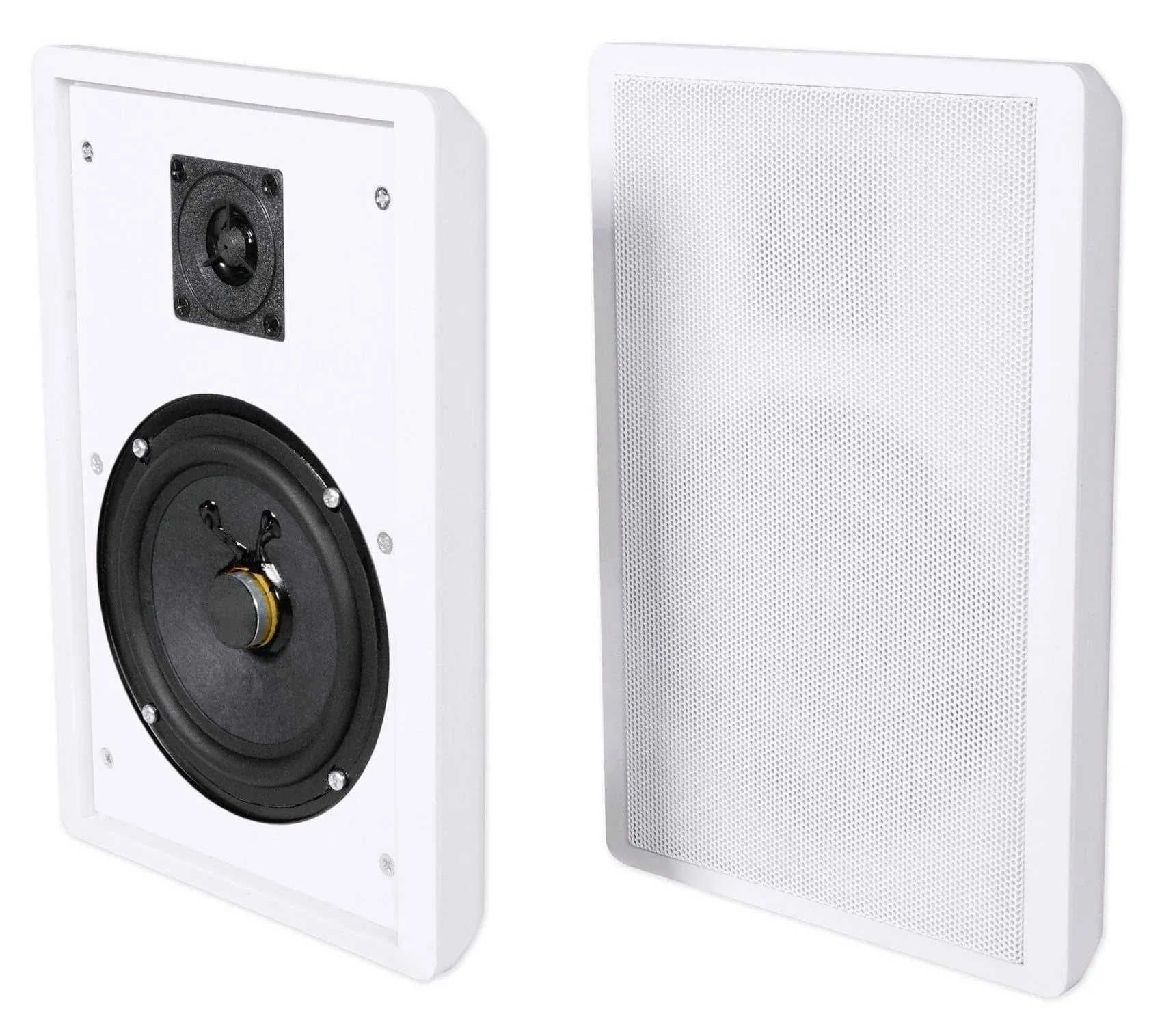 2 Rockville RockSlim White Home Theater 5.25" 240W Easy Wall Mount Slim Speakers