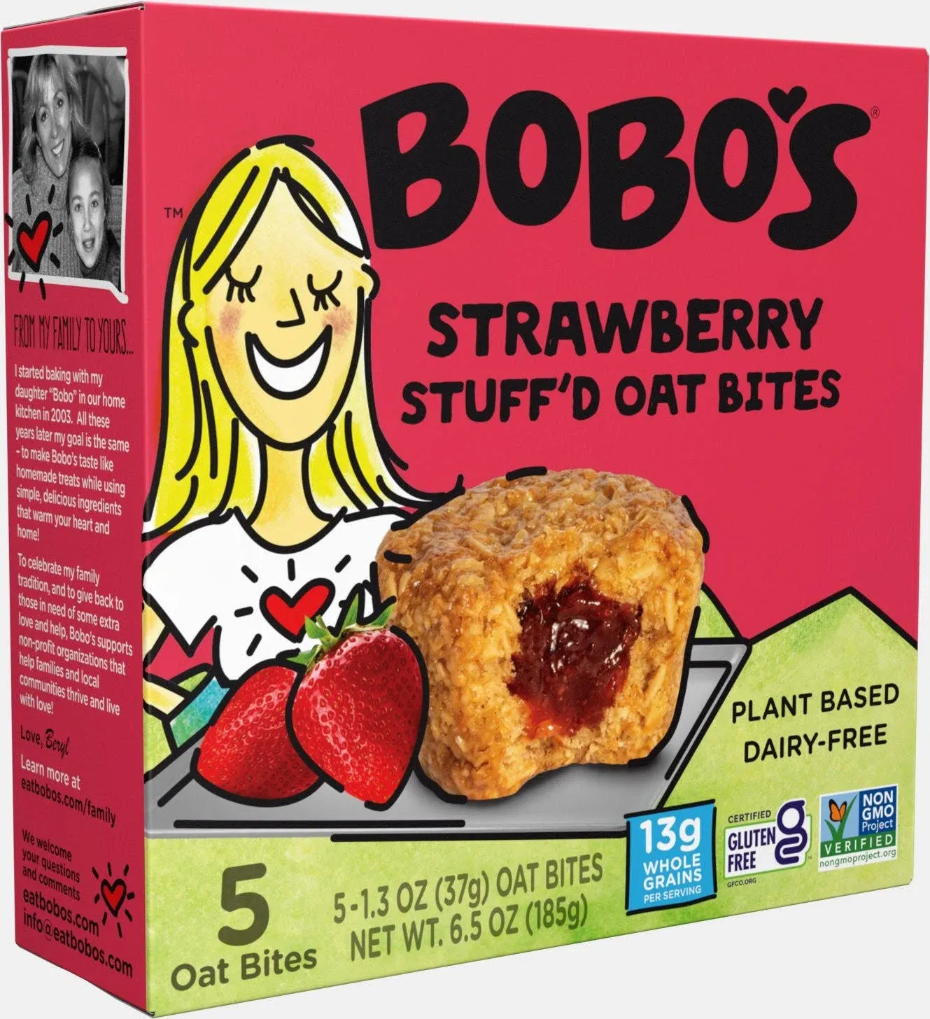 Bobo's Oat Bars - Stuffed Bites Strawberry - Case of 6 - 6.5 OZ