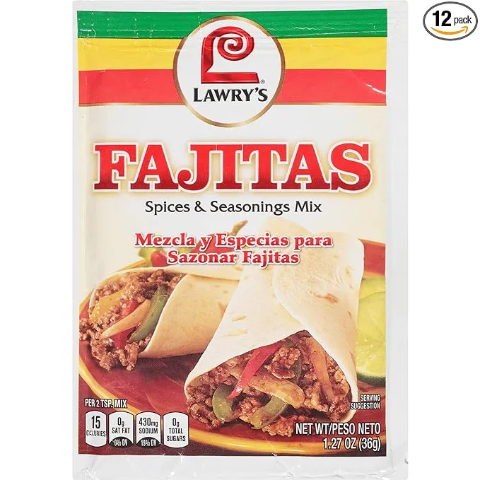 Lawry's Fajita Seasoning Mix,1.27 Ounce (Pack of 12)Lawry's Fajita Seasoning Mix,1.27 Ounce (Pack of 12)