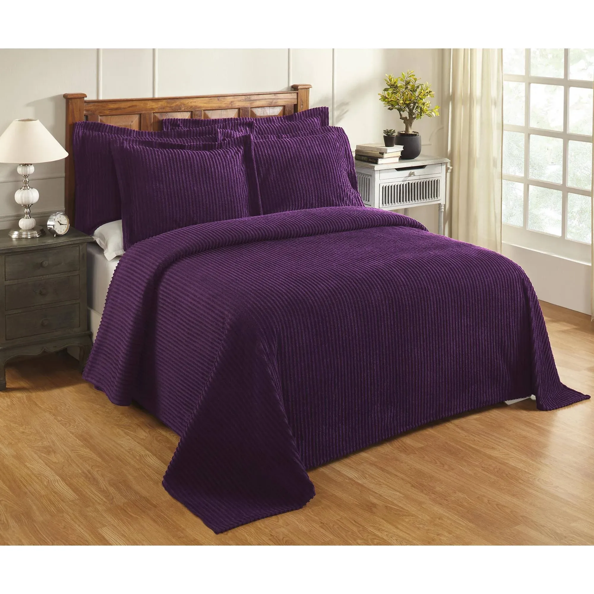 Better Trends Jullian Collection Twin Bedspread in Plum