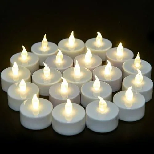 24pcs Tea Lights Candles Battery Operated: Realistic LED Flickering Flameless Tea Lights Steady Battery Tea Lights Long Lasting Fake Candles Decoration for Party and Craft Ideas