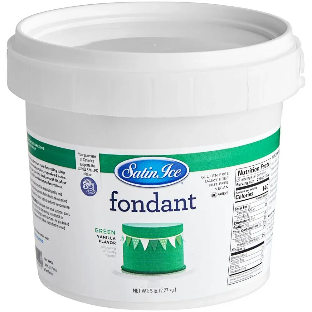 SATIN FINE FOODS Satin Ice Fondant Green Vanilla 5 lb Pail (12/24)