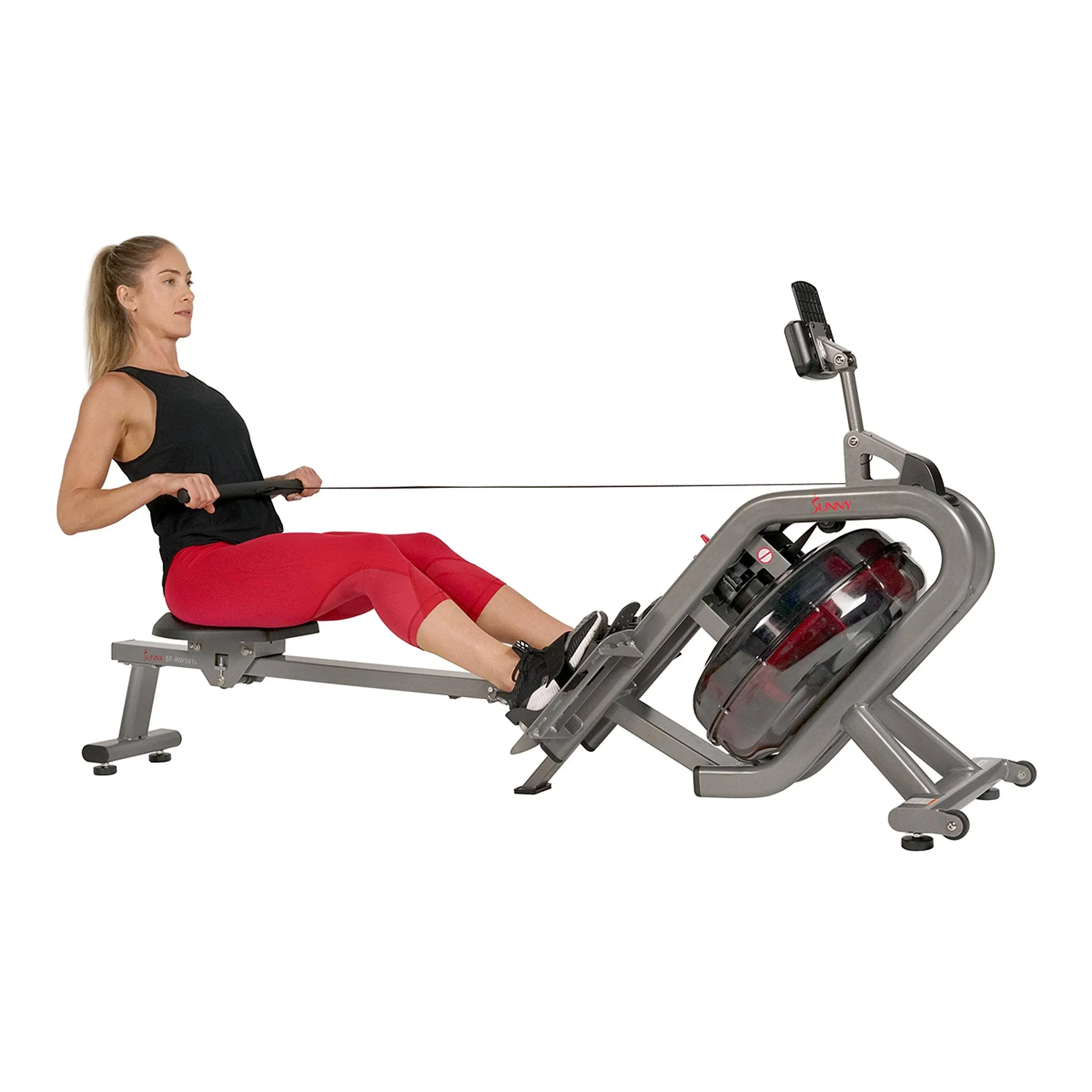 Sunny Health & Fitness Elite Water Rowing Machine with High Dynamic Resistance Vertical Tank, Low-Impact Full-Body Workout and Optional Free SunnyFit App Connectivity