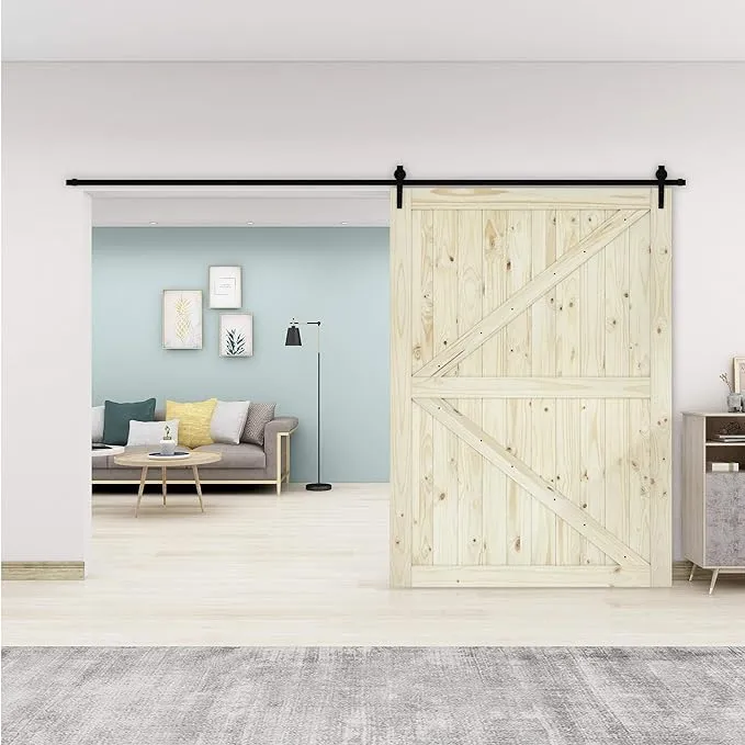 Belleze 60 inch DIY Sliding Interior Barn Door, Farmhouse - Unfinished, Size: 60 ...