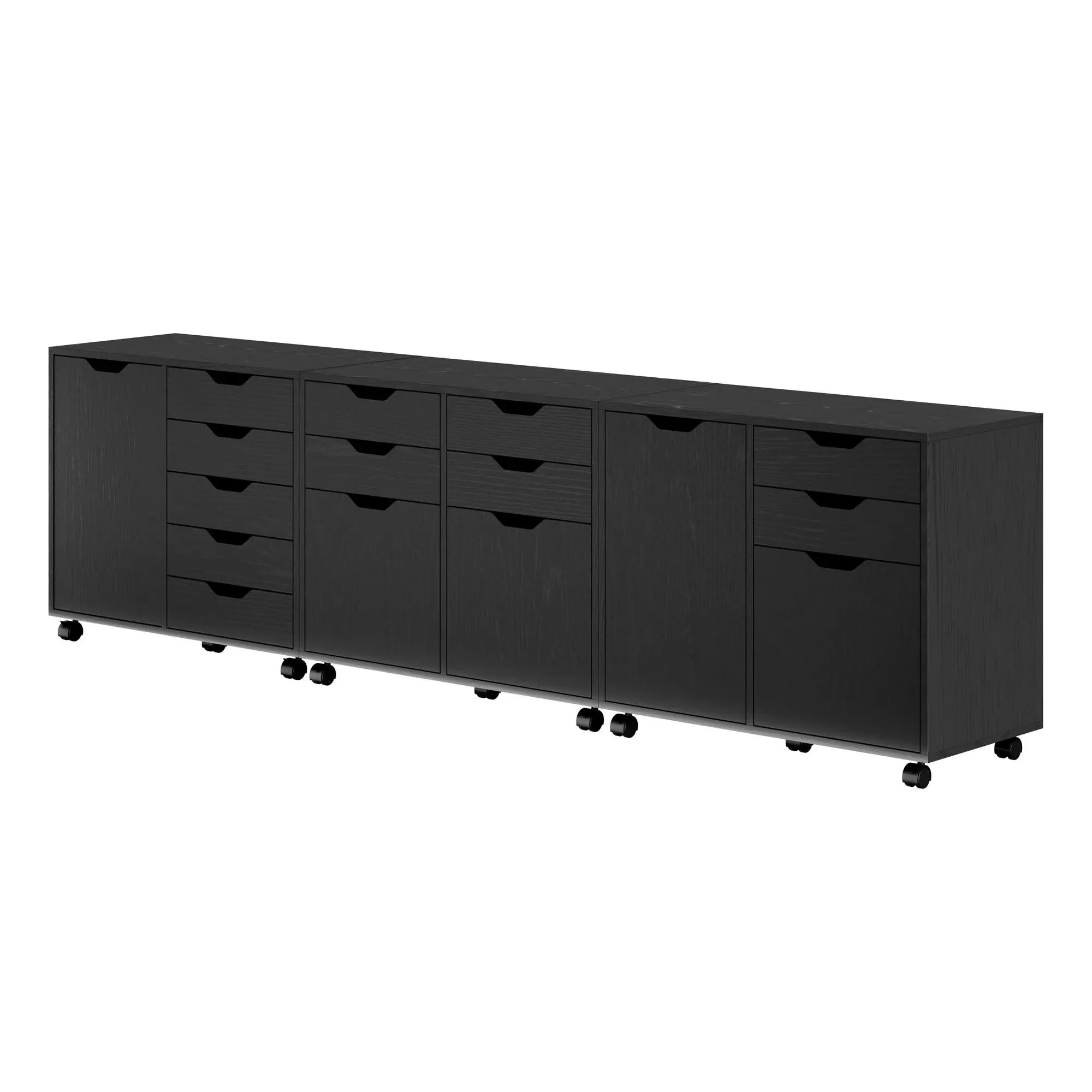 Winsome Halifax 3-Pc Cabinet Set with File Drawer, Black, Composite wood