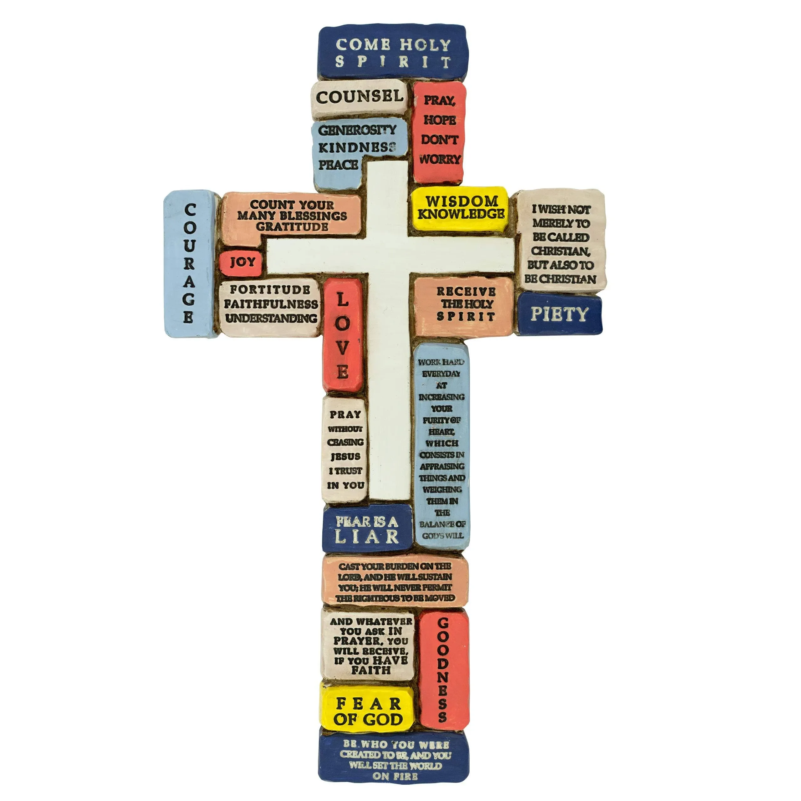 Inspirational Resin Wall Cross | Great Catholic Gift for Confirmation and RCIA Completion | Christian Wall Décor | Uplifting and Encouraging Phrases