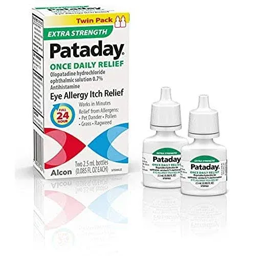 Pataday Eye Allergy Itch Relief, Extra Strength, Twin Pack - 2 pack, 2.5 ml bottles