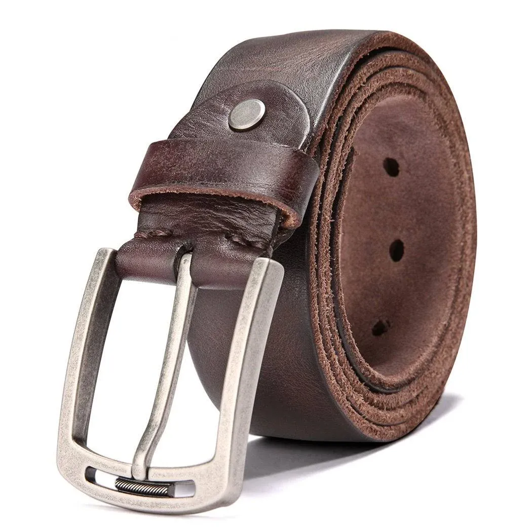 KEECOW Men's 100% Italian Cow Leather Belt Men with Anti-Scratch Buckle,Packed in ...