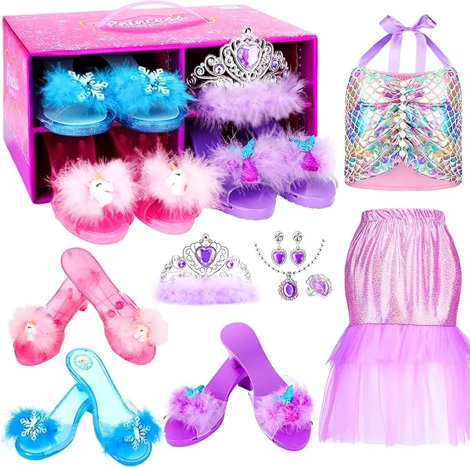 Mastom Princess Dress Up Shoes Set, Dress Up Toys Jewelry Boutique Set, Princess ...