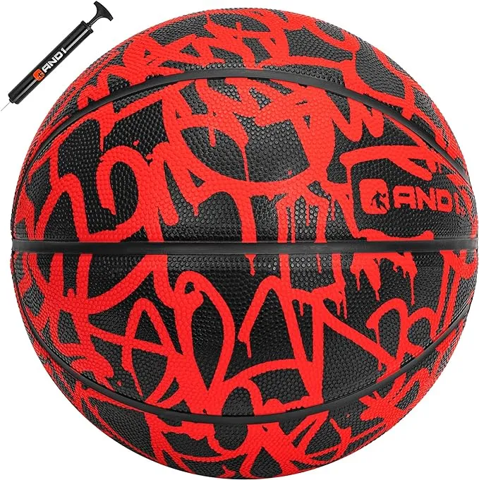 AND1 Fantom Graffiti Basketball: Official Regulation Size 7 (29.5 inches) Rubber Basketball - Deep Channel Construction Streetball, Made for Indoor Outdoor Basketball Games