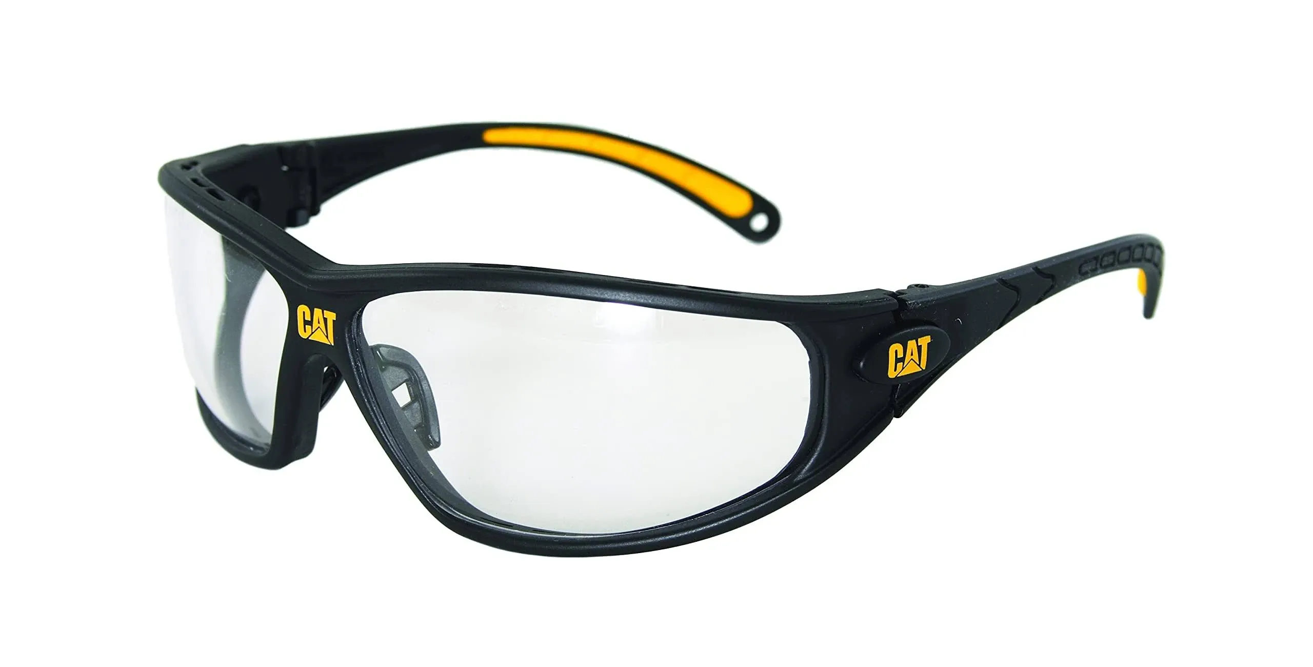 CAT Tread Safety Glasses with Black Frame and Clear Anti-Fog Lens