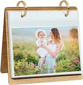 ZEEYUAN 60 Pockets of 4x6 Photo Frame Flip Photo Album on Stand 4x6 Wooden Picture Frames Collection, Other