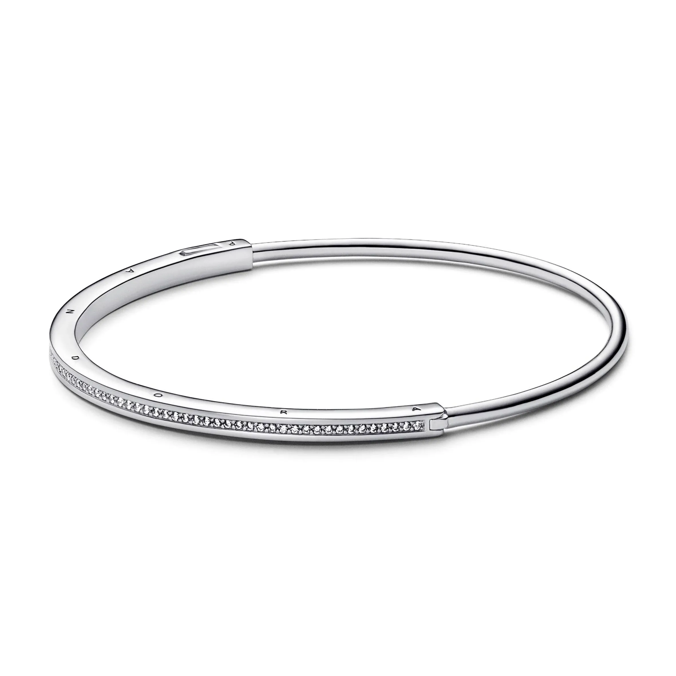 Pandora Signature I-D Pavé Sterling Silver Bangle Bracelet