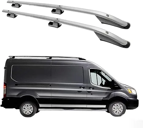 OMAC Roof Rack Cross Bars for Ford Transit 2014 to 2023, Side Rails Bars, Aluminum, Silver