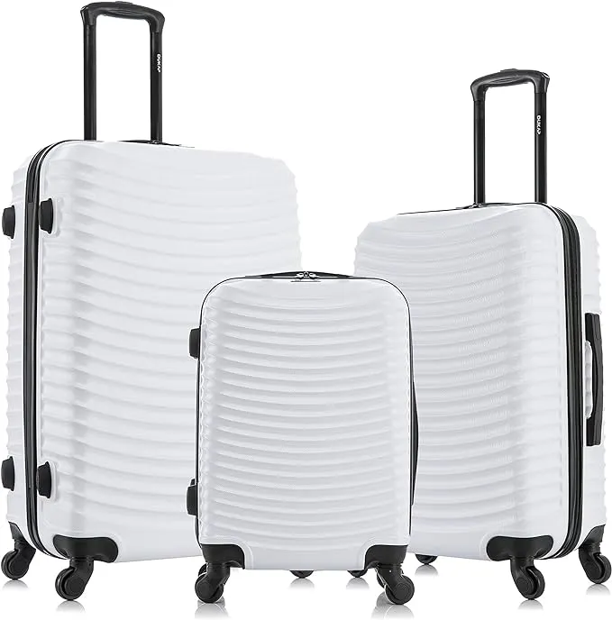 Dukap Adly Lightweight Hardside Spinner 3-Piece Luggage Set,White