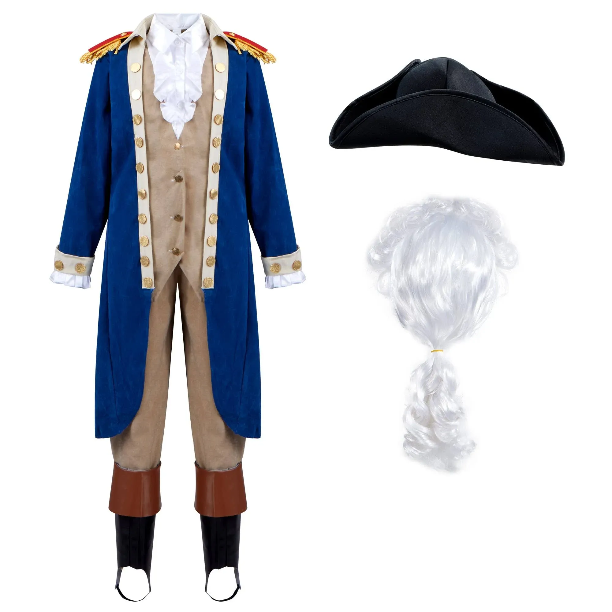 Spooktacular Creations George Washington Colonial Boys Costume Set with Wig a...