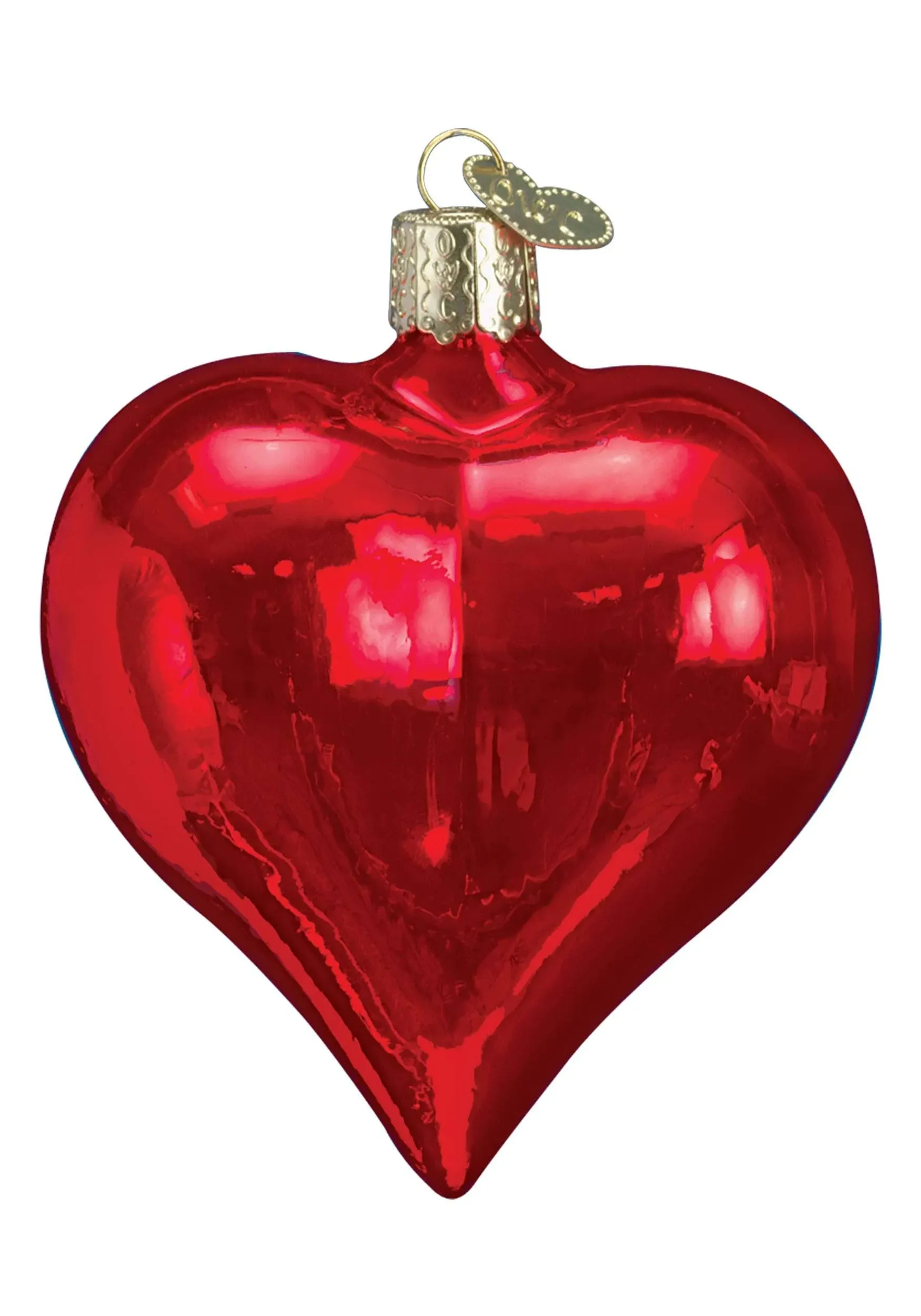 Old World Christmas - Large Shiny Red Heart Ornament