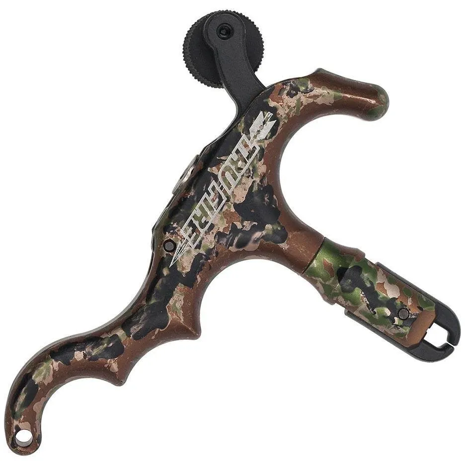 **NEW** Tru-Fire Edge 4-Finger Aluminum Hand Held Archery Bow Release - Camo