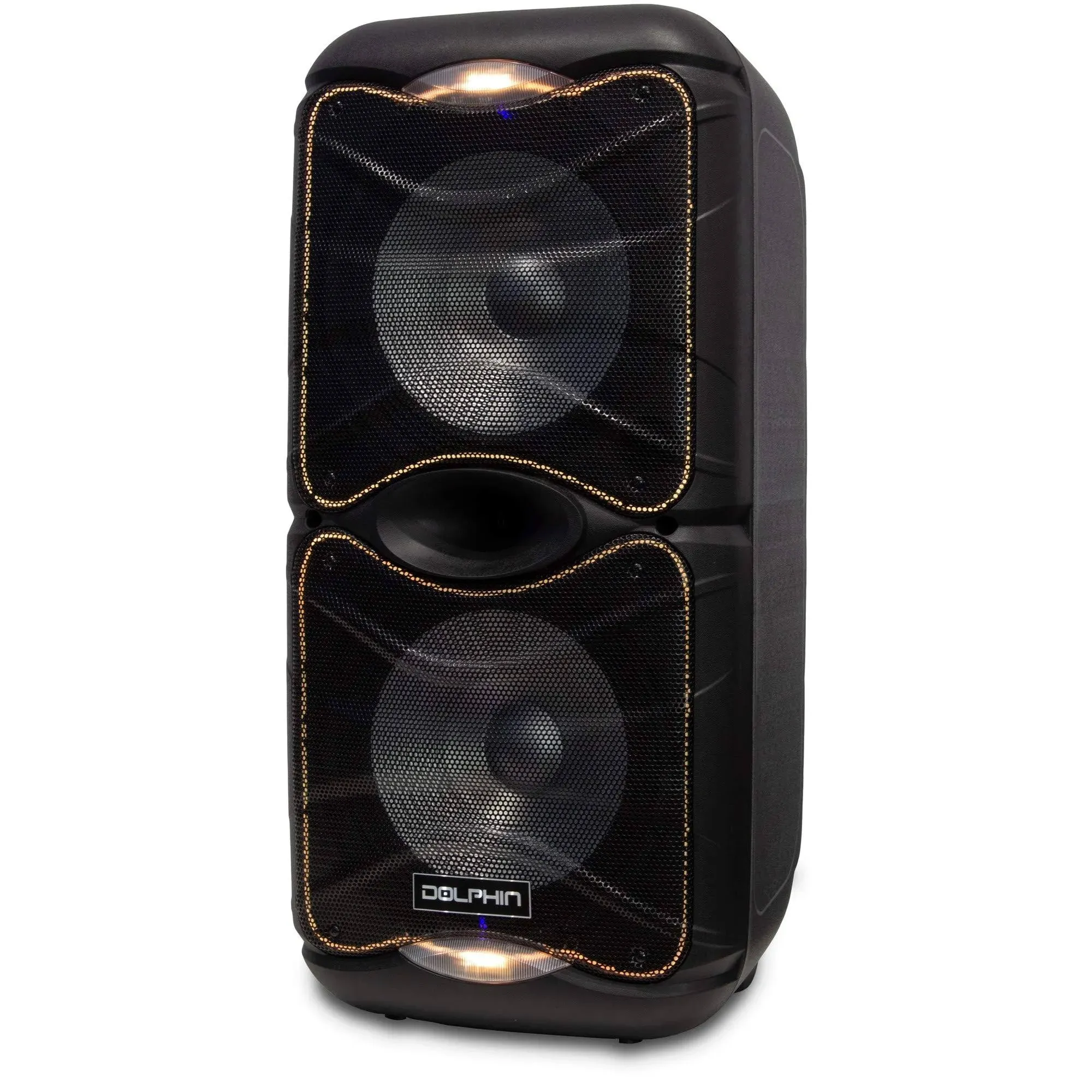 Dolphin SP-212RBT Dual 12" Woofers Portable Bluetooth Party Speaker with Lights