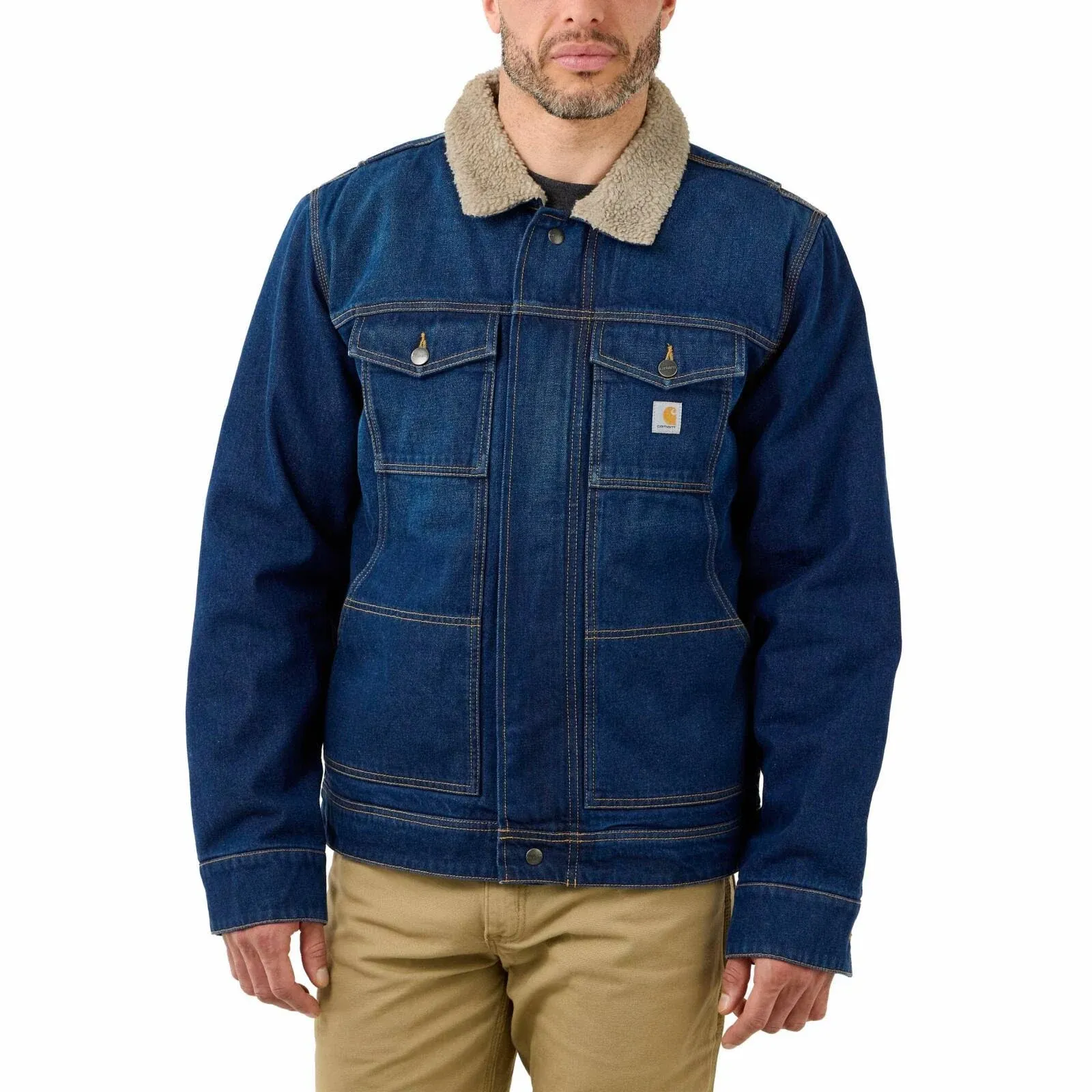 Carhartt Men's Relaxed Fit Denim Sherpa-Lined Jacket - Beech