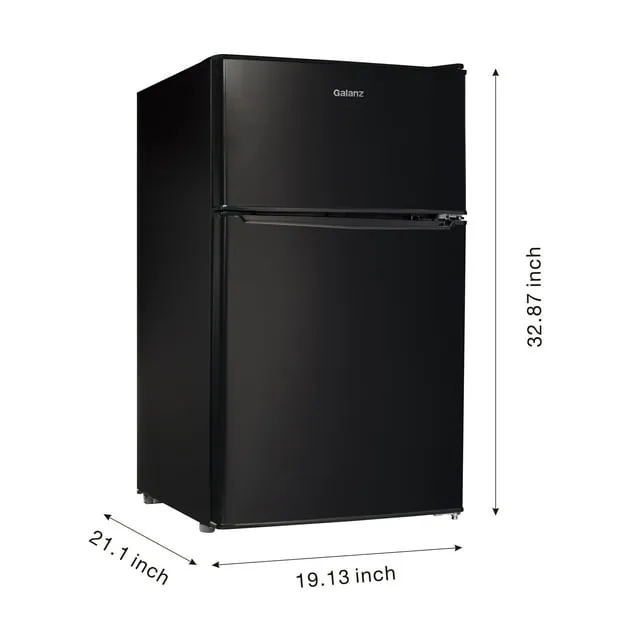 Galanz 3.1 Cu ft Two Door Mini Fridge with Freezer