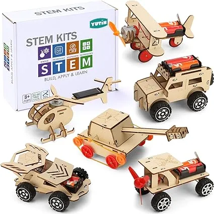 STEM Kits for Kids Age 8-10 10-12, 6 Set Science Kits for Kids Age 8-12 5-7, Wood Car Building Projects Crafts Model Kit, Wooden 3D Puzzles, STEM Toys for Boys 7 8 9 10 12 13 Year Old Birthday Gifts