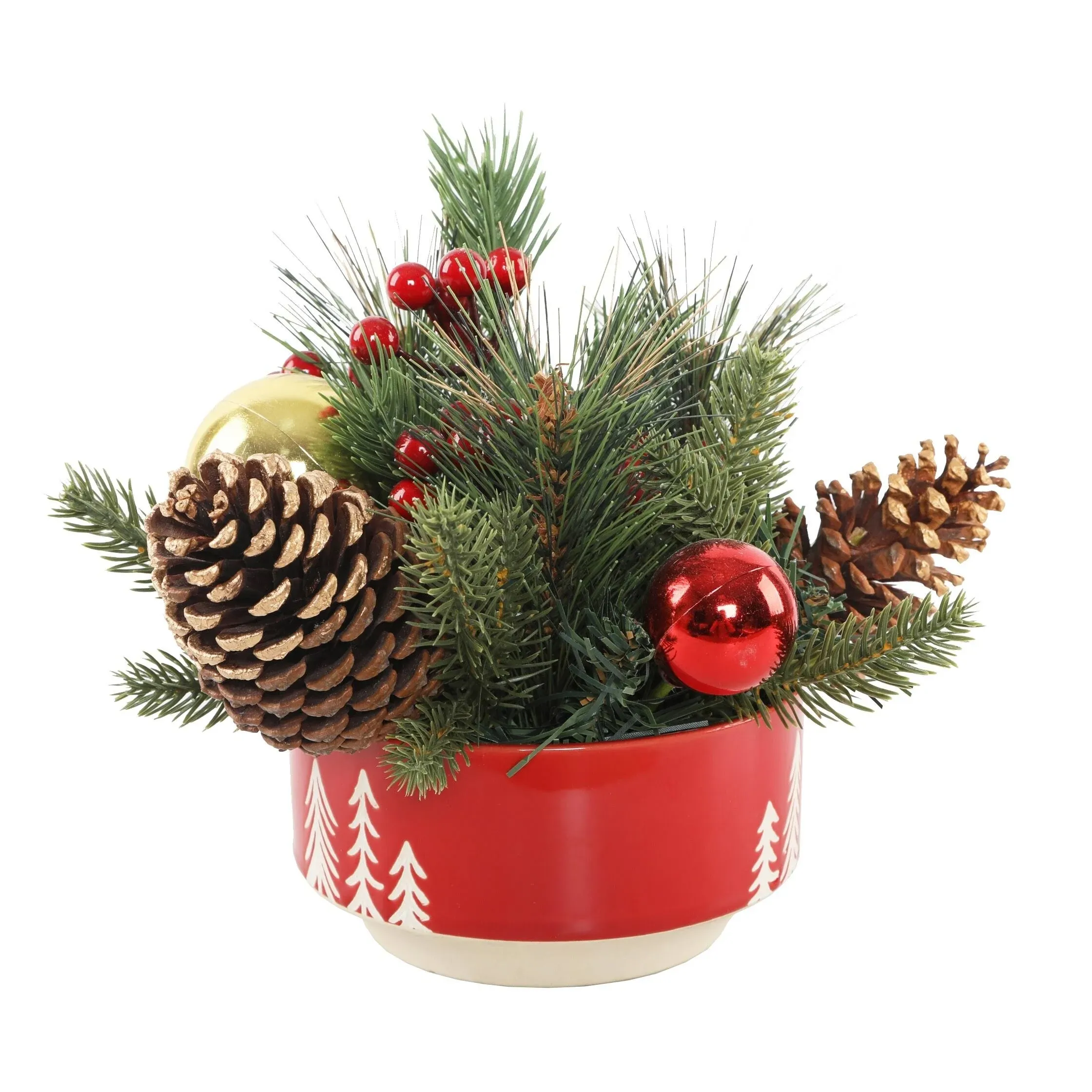 Garland Mix in 3" Ceramic Flower Pot Indoor Christmas Decoration