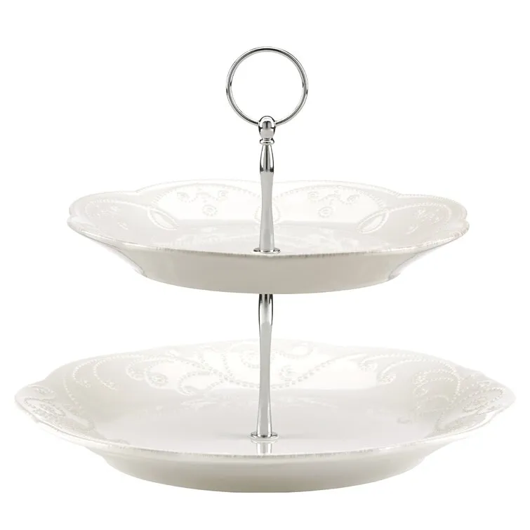 844453 French Perle Wh Dw Tiered Server - Pack Of 1 In White