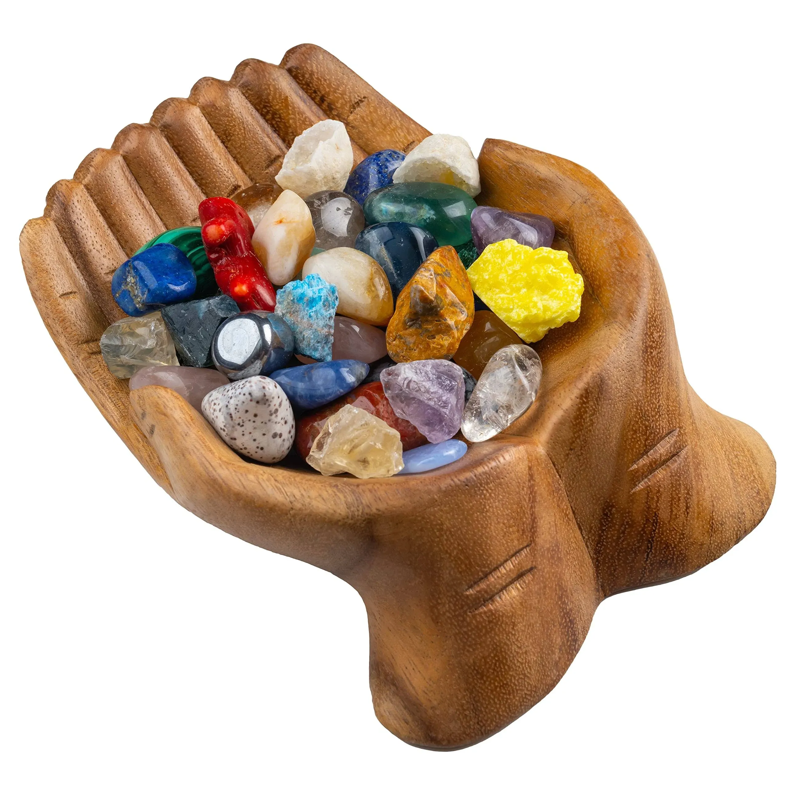 Carved Hands Offering Bowl Showcase Your Healing Stones Crystal Holder For Stone