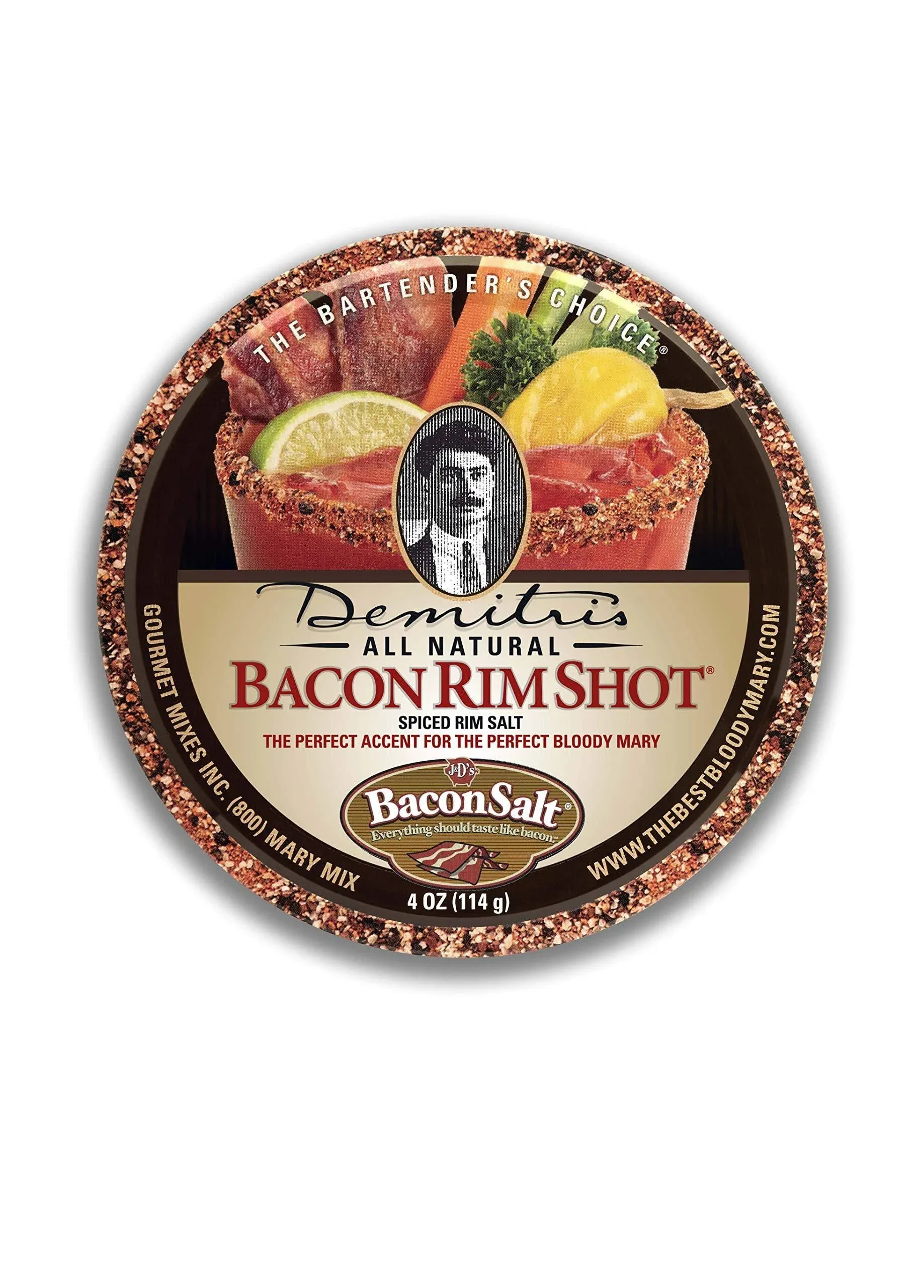 Demitri's Bacon RimShot, Spiced Rim Salt, 4 Ounce Tin