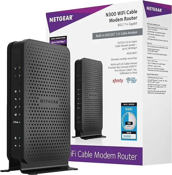 Netgear C3000-100NAS C3000 IEEE 802.11n Cable Modem/Wireless Router