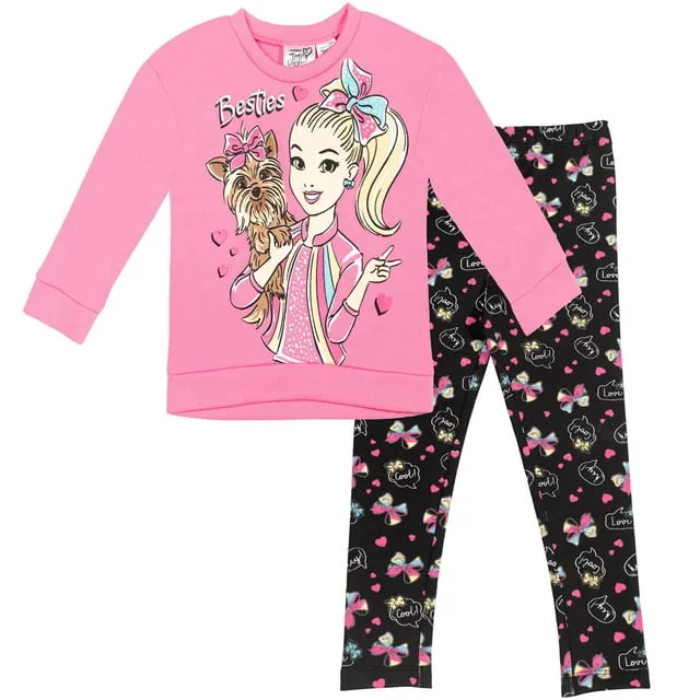 JoJo Siwa Big Girls Fleece Sweatshirt and Leggings Outfit Set Toddler to Big Kid