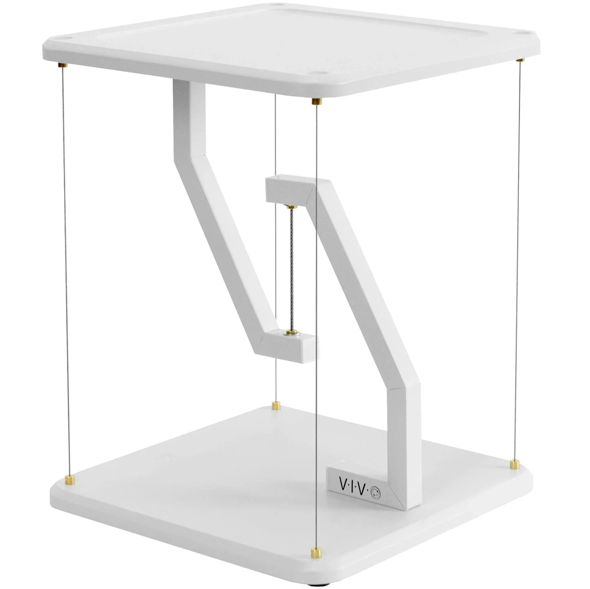 vivo Universal White 12" Tensegrity Speaker Stand, Floating Tabletop Platform