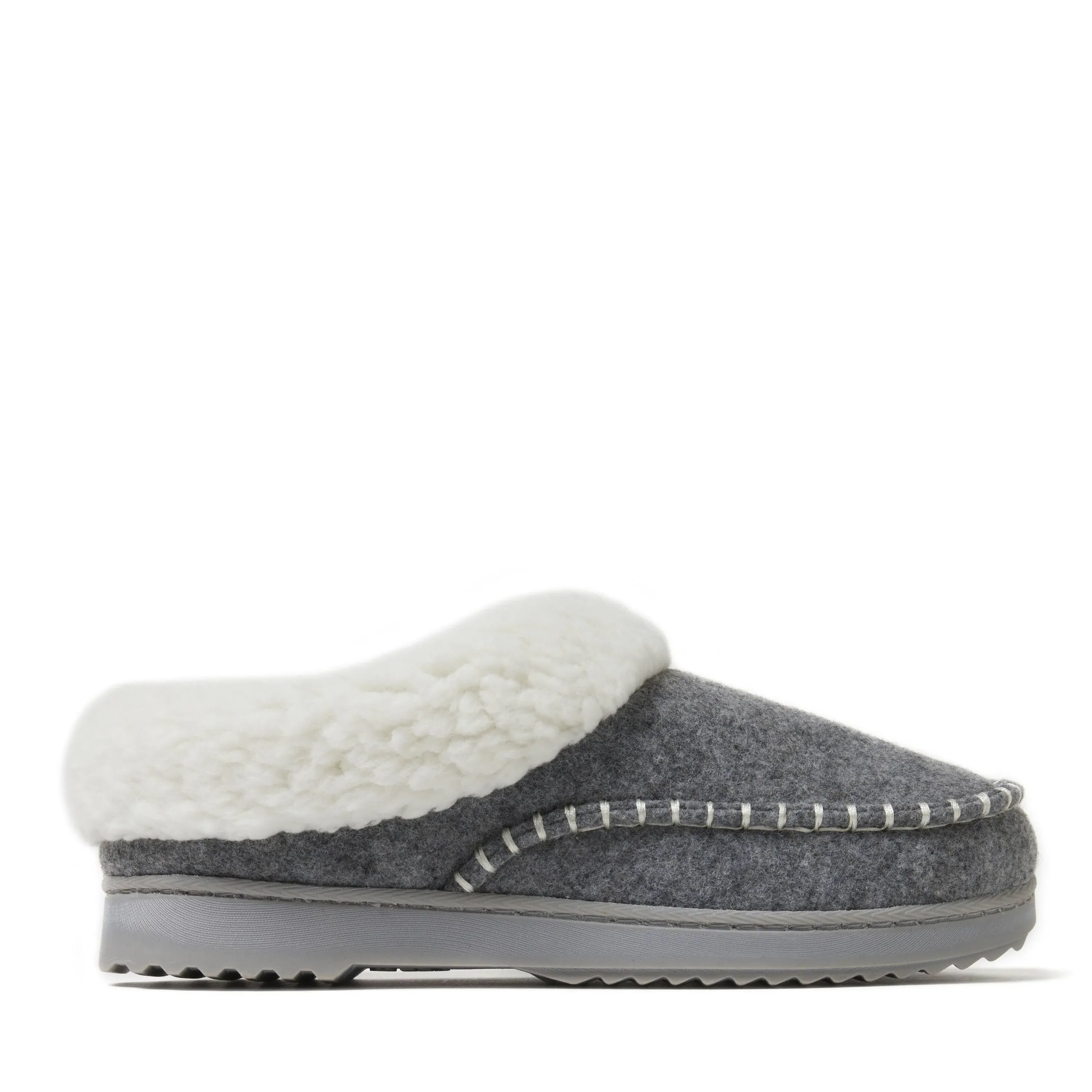 Dearfoams Women's Nyla Felted Plaid Moccasin Toe Clog Slipper - Light Heather Grey Size S