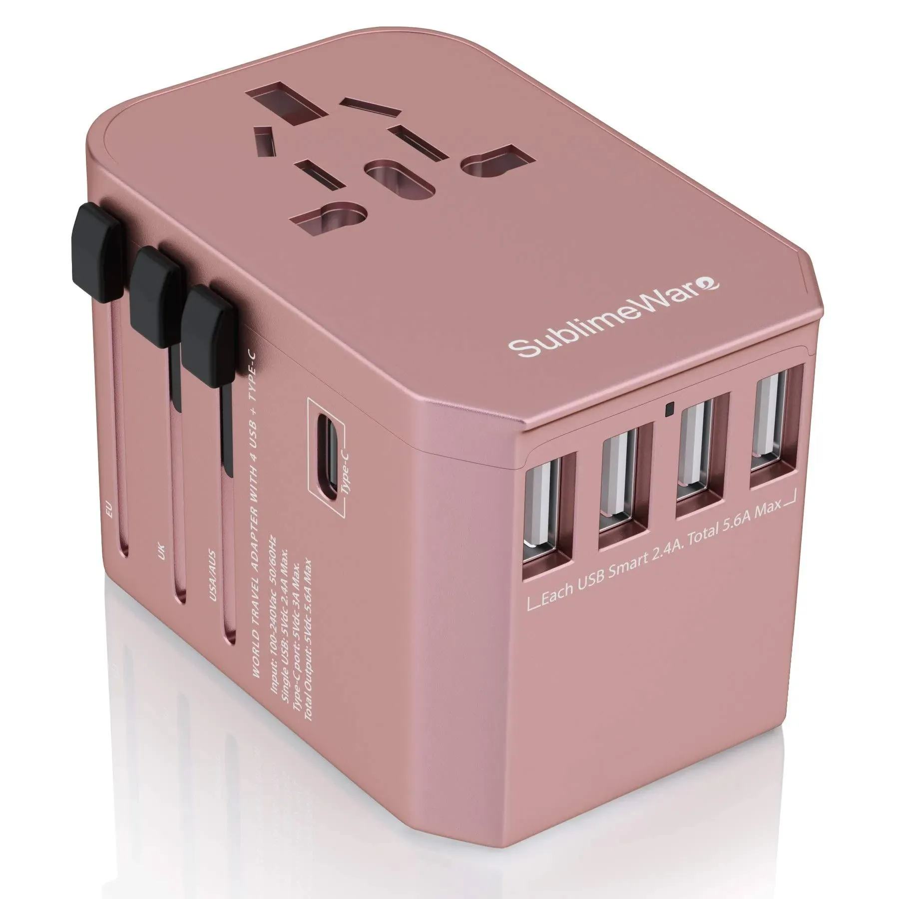 Sublimeware Power Plug Adapter - International Travel (w/5 USB Ports and USB Type ...