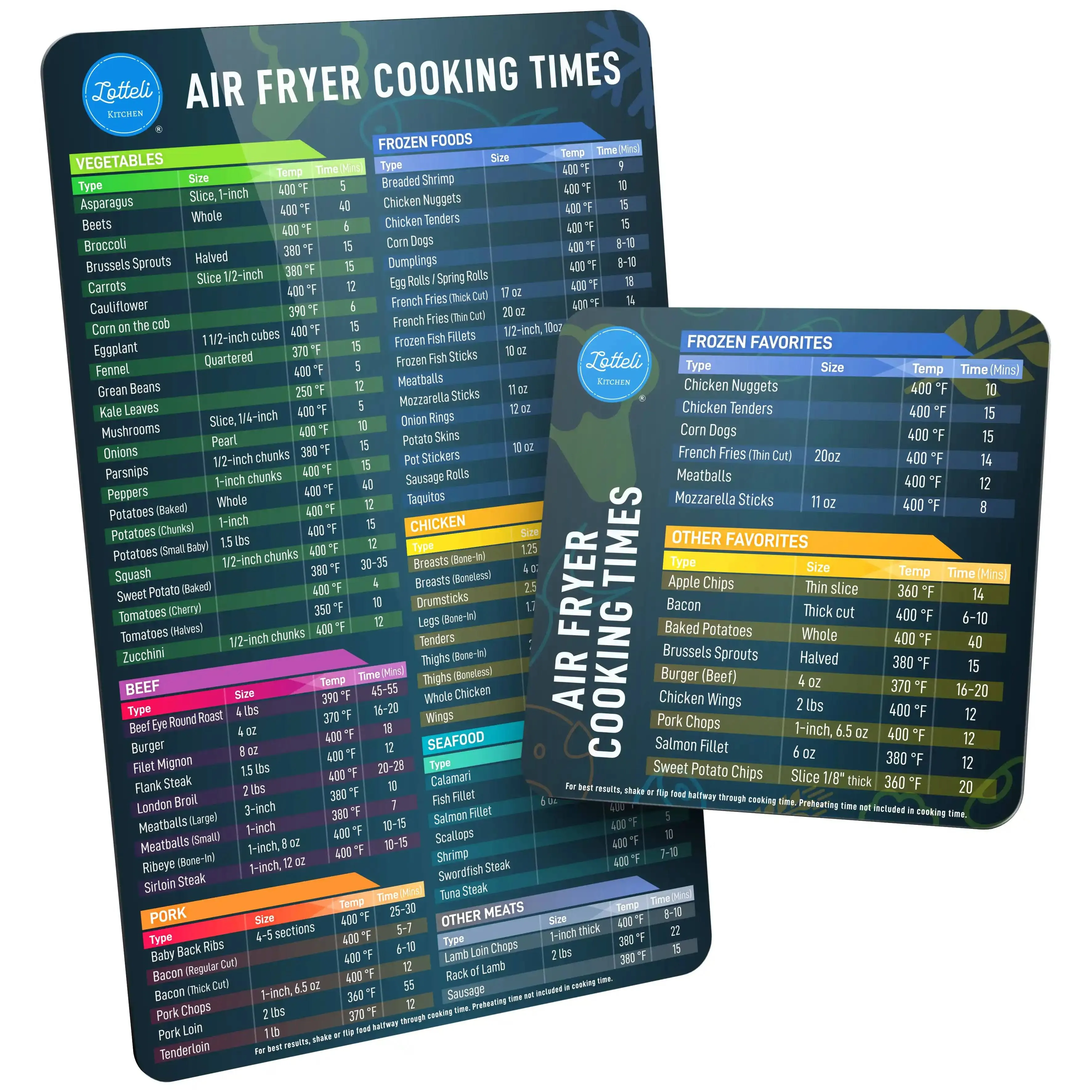 Air Fryer Magnetic Cheat Sheet Set, Air Fryer Accessories Cook Times, Airfryer Accessory