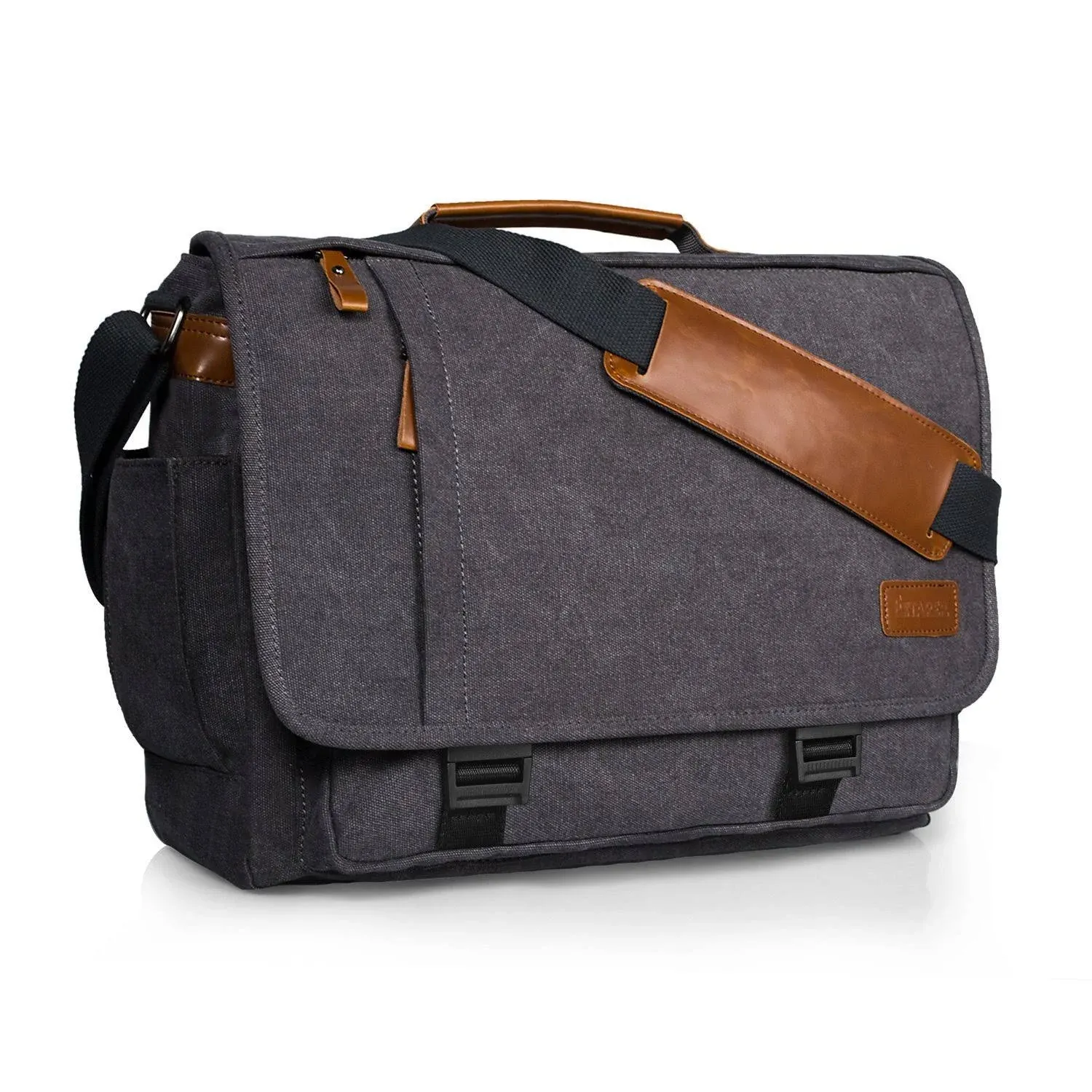 ESTARER Laptop Bag Shoulder Bag Men's Canvas for Work Plain Grey, gray, 13.3-14 Zoll, crossbody