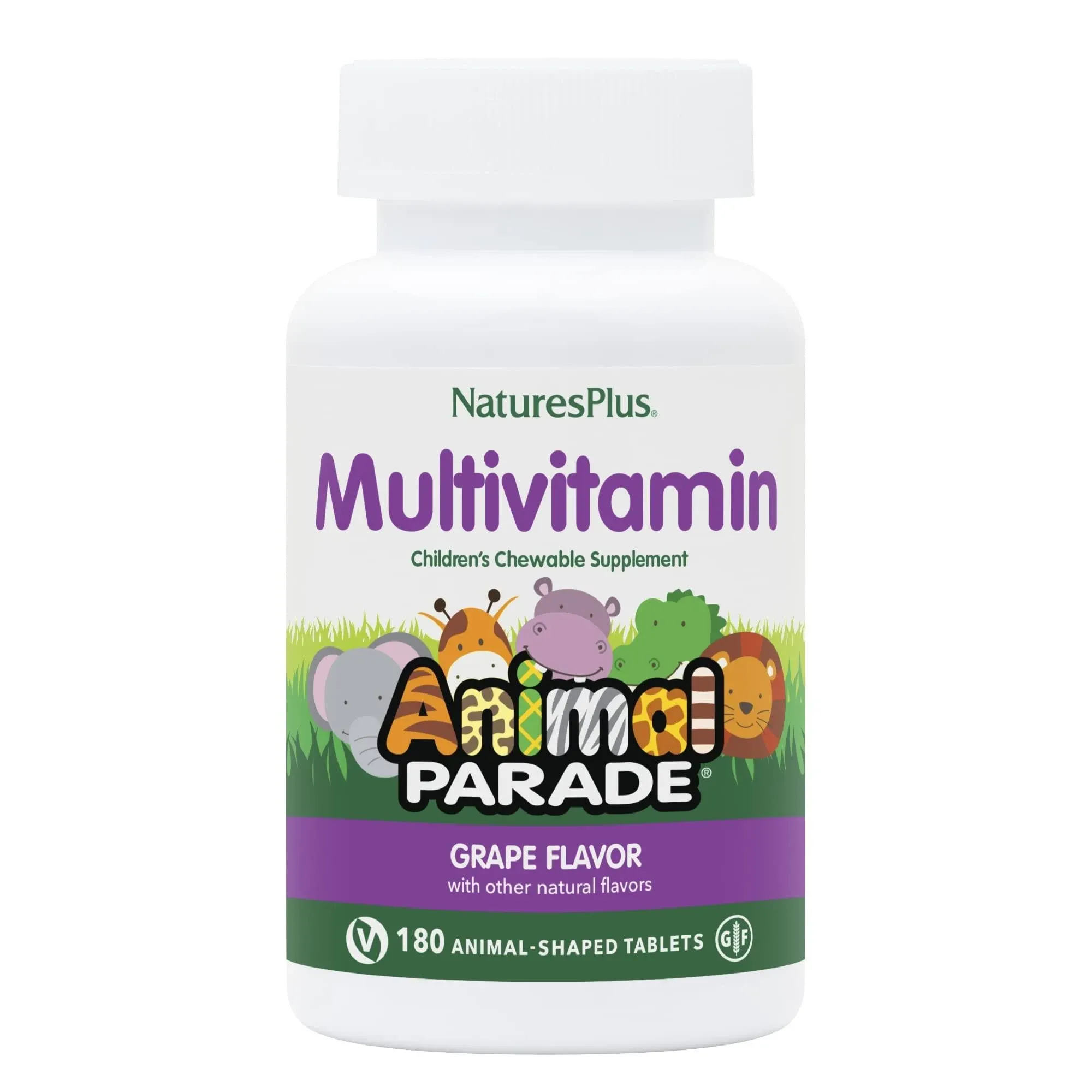 Nature's Plus Animal Parade Children's Chewable Multi-Vitamin, Grape - 180 tablets